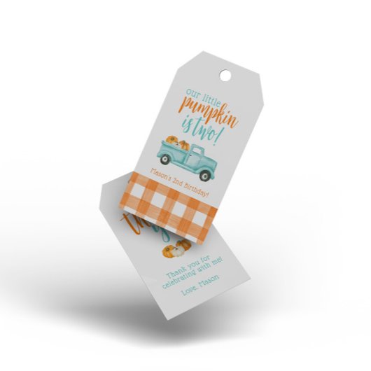 Orange & Türkise Pumpkin Harvest Truck Geschenkanhänger