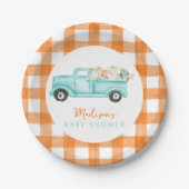Orange & Türkise Pumpkin Harvest Truck Pappteller (Vorderseite)