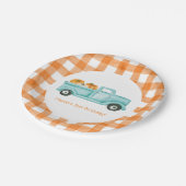 Orange & Türkise Pumpkin Harvest Truck Pappteller (Schrägansicht)