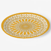 Orange Turmeric Tristyns Mandala Pappteller (Schrägansicht)