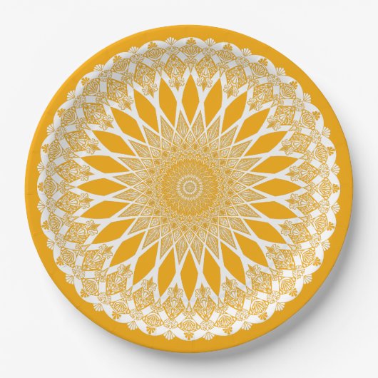 Orange Turmeric Tristyns Mandala Pappteller (Vorderseite)
