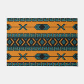 Orange Turquoise Aztec Pattern Südwest Tribal Fußmatte (Vorderseite)
