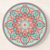 Orange & Turquoise Boho Mandala Getränkeuntersetzer (Vorne)