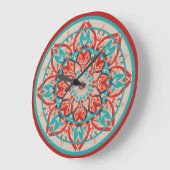 Orange & Turquoise Boho Mandala Large Clock Große Wanduhr (Winkel)