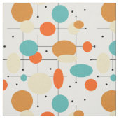 Orange Turquoise Circles Lines Mid Century Moderne Stoff (Muster)