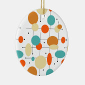 Orange Turquoise Circles Mitte Jahrhundert Weihnac Keramik Ornament (Rechts)