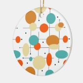 Orange Turquoise Circles Mitte Jahrhundert Weihnac Keramik Ornament (Links)
