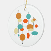 Orange Turquoise Circles Mitte Jahrhundert Weihnac Keramik Ornament (Links)