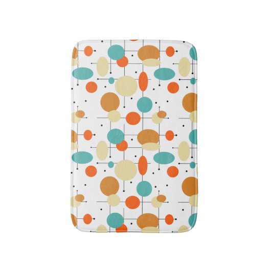 Orange Turquoise Circles Retro Mitte Jahrhundert M Badematte (Vorderseite Vertikal)