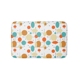 Orange Turquoise Circles Retro Mitte Jahrhundert M Badematte
