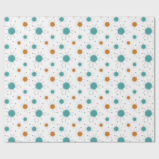 Orange Turquoise Franciscan Sternexplosion Mitte J Geschenkpapier (Flach)