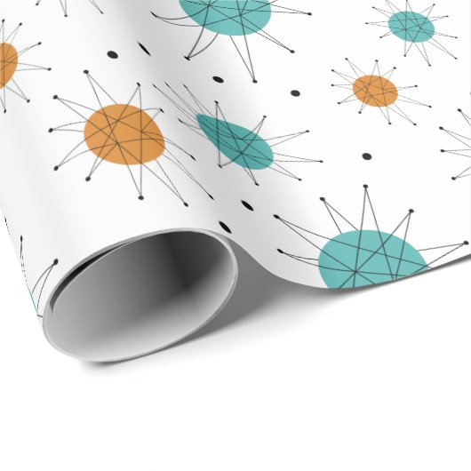 Orange Turquoise Franciscan Sternexplosion Mitte J Geschenkpapier (Rolleneckpunkt)