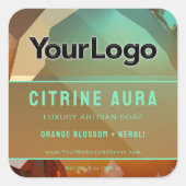 Orange Turquoise Hot Sauce Branding Product Label Quadratischer Aufkleber (Vorderseite)