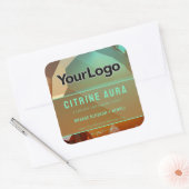 Orange Turquoise Hot Sauce Branding Product Label Quadratischer Aufkleber (Umschlag)