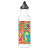 Orange Turquoise Modern Paisley Pattern Monogram Edelstahlflasche (Links)