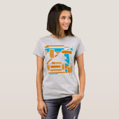 Orange Turquoise Südwestkunst Inspiriert Abstrakt T-Shirt (Vorne ganz)