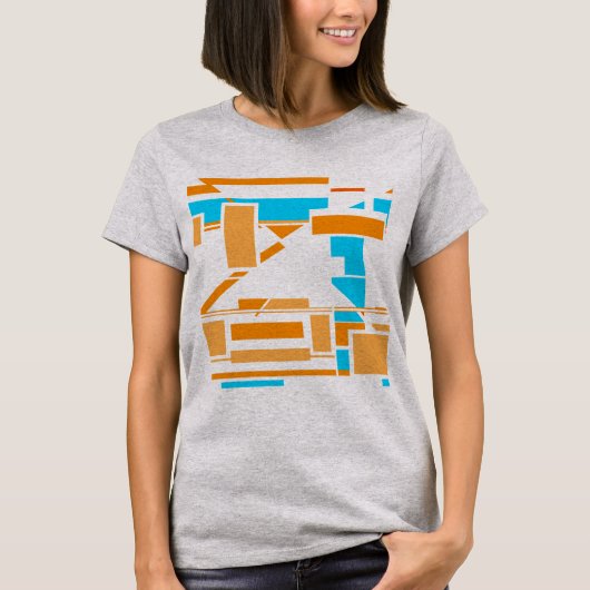 Orange Turquoise Südwestkunst Inspiriert Abstrakt T-Shirt (Vorderseite)