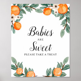 Orange Twin Baby Shower Babys sind Sweet Sign Poster