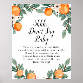 Orange Twin Baby Shower Say Baby Sign Poster