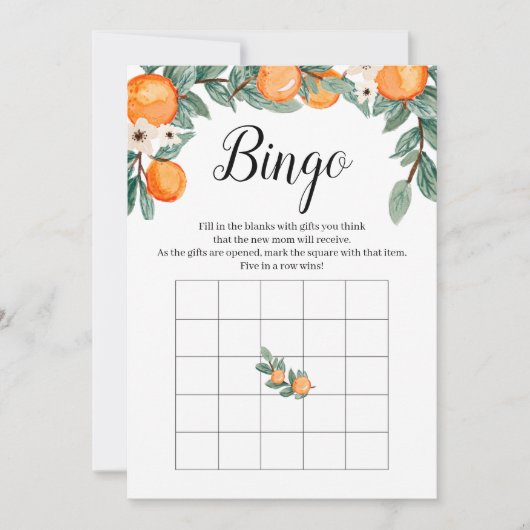 Orange Twin Baby Showroom Bingo Game Einladung (Vorderseite)