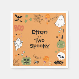 Orange Two Spooky Cute Halloween 2nd Birthday Serviette