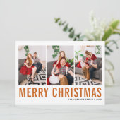 Orange Typografie Foto Collage Frohe Weihnachten (Stehend Vorderseite)