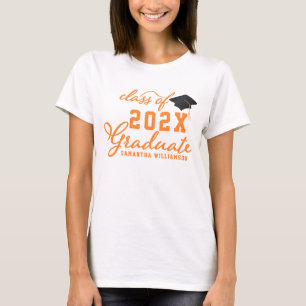 Orange Typografie Klasse 2026 Absolvent Abschlussf T-Shirt