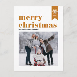 Orange Typografie Schneeflocken Frohe Weihnachtsge Feiertagspostkarte