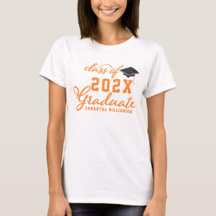 Orange Typografy Class 2024 Graduate Abschluss T-Shirt
