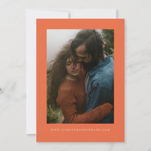 Orange Typografy Wedding Save The Date (Rückseite)