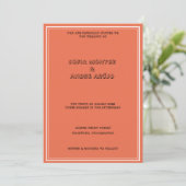 Orange Typographic Wedding Einladung (Stehend Vorderseite)