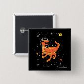 Orange Tyrannosaurus Dinos im Weltraum Button (Vorne & Hinten)