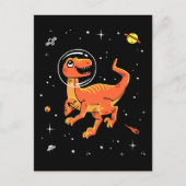 Orange Tyrannosaurus Dinos im Weltraum Postkarte (Vorderseite)