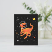 Orange Tyrannosaurus Dinos im Weltraum Postkarte (Stehend Vorderseite)
