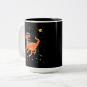 Orange Tyrannosaurus Dinos im Weltraum Zweifarbige Tasse (Vorderseite Links)