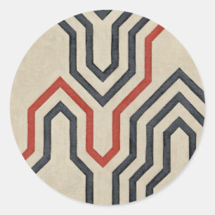 Orange u. blaue grafische Linien Runder Aufkleber