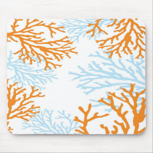 Orange u. blaues korallenrotes Mousepad