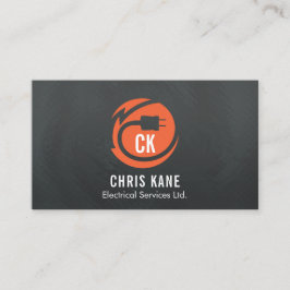 Orange u. grauer Elektrikerlogoentwurf Visitenkarte