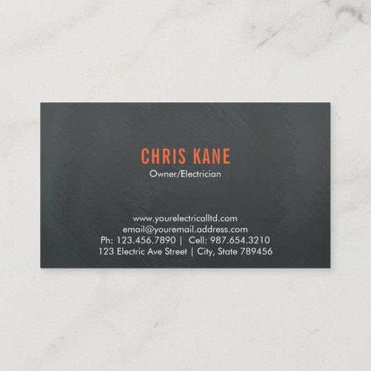 Orange u. grauer Elektrikerlogoentwurf Visitenkarte (Rückseite)
