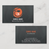 Orange u. grauer Elektrikerlogoentwurf Visitenkarte (Vorne/Hinten)