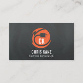 Orange u. grauer Elektrikerlogoentwurf Visitenkarte (Vorderseite)
