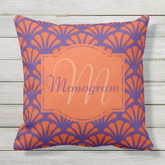 Orange u. lila Entwurf mit Monogramm Kissen Für Draußen