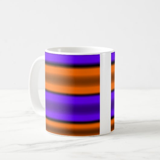 Orange u. lila horizontale Streifen Kaffeetasse (Vorderseite Links)
