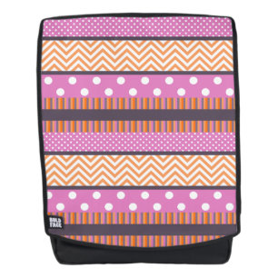 Orange u. rosa Streifen-Polka-Punkt-Zickzack Rucksack