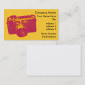 Orange u. rote Pop-Kunst-Kamera Visitenkarte (Vorne/Hinten)