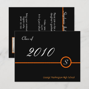 Orange u. schwarze Monogramm-Foto-Einladung Einladung