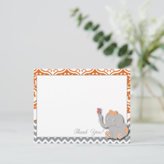 Orange u. Zickzack Grau danken Ihnen zu kardieren Dankeskarte (Stehend Vorderseite)