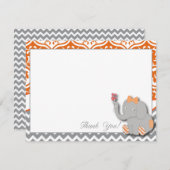 Orange u. Zickzack Grau danken Ihnen zu kardieren Dankeskarte (Vorne/Hinten)