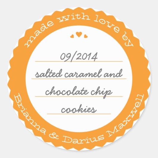 Orange-Umlaufschild für Backwaren Runder Aufkleber (Vorderseite)