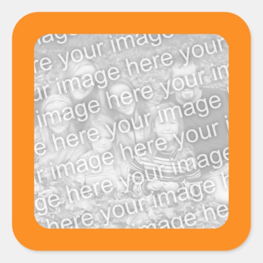 Orange Umrandungsfoto Quadratischer Aufkleber (Vorderseite)